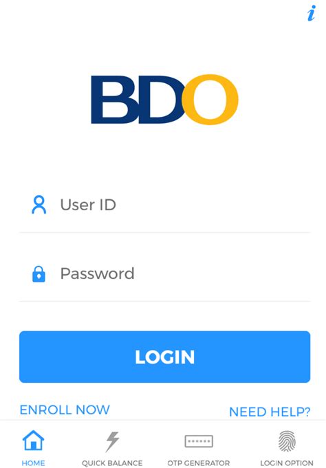 bdo mobile banking login